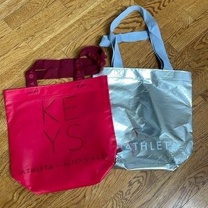 Set of 2 Athleta shopping totes including Athleta x Alicia Keys